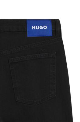 Straight-fit jeans in black stretch denim by HUGO BOSS