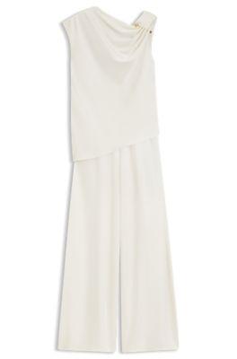 Straight-leg jumpsuit with pin and gathered detail by HUGO BOSS