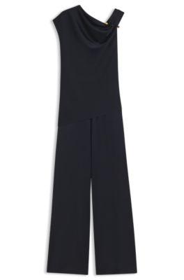 Straight-leg jumpsuit with pin and gathered detail by HUGO BOSS