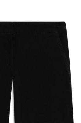 Straight-leg trousers in stretch-cotton velvet by HUGO BOSS