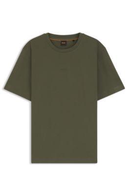 Stretch-cotton T-shirt with contrast logo by HUGO BOSS