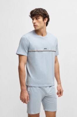 Stretch-cotton pajama T-shirt with logo print by HUGO BOSS