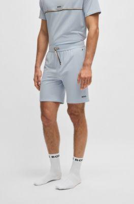Stretch-cotton pajama shorts with logo print by HUGO BOSS
