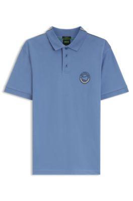 Stretch-cotton polo shirt with tennis-inspired logo by HUGO BOSS
