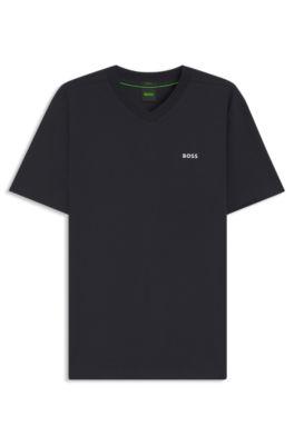 Stretch-cotton regular-fit T-shirt with contrast logo by HUGO BOSS