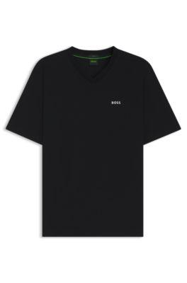 Stretch-cotton regular-fit T-shirt with contrast logo by HUGO BOSS