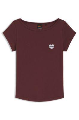 Stretch-cotton slim-fit T-shirt with artwork by HUGO BOSS
