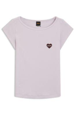 Stretch-cotton slim-fit T-shirt with artwork by HUGO BOSS