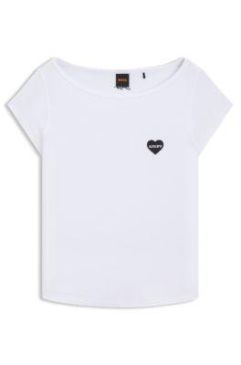 Stretch-cotton slim-fit T-shirt with artwork by HUGO BOSS