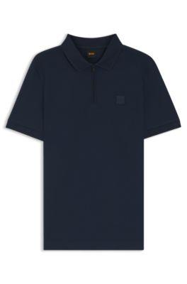 Stretch-cotton slim-fit polo shirt with logo patch by HUGO BOSS