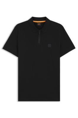 Stretch-cotton slim-fit polo shirt with logo patch by HUGO BOSS