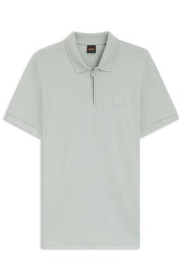 Stretch-cotton slim-fit polo shirt with logo patch by HUGO BOSS