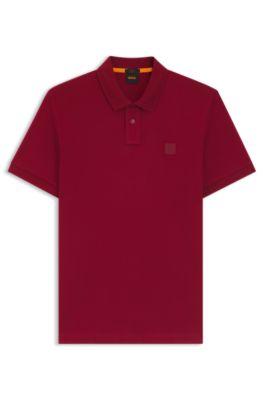 Stretch-cotton slim-fit polo shirt with logo patch by HUGO BOSS