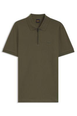 Stretch-cotton slim-fit polo shirt with logo patch by HUGO BOSS