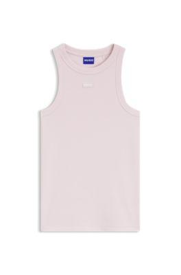 Stretch-cotton tank top with blue logo label by HUGO BOSS