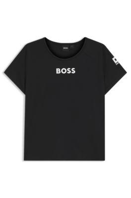 Stretch-jersey T-shirt with tennis artwork by HUGO BOSS