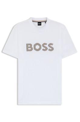 Stripe-artwork T-shirt in cotton jersey by HUGO BOSS