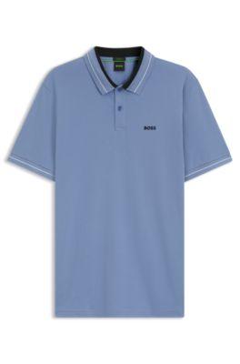 Stripe-trim polo shirt in stretch cotton by HUGO BOSS