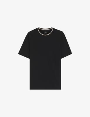 Striped-Collar Regular-Fit Cotton-Piqué T-Shirt by HUGO BOSS