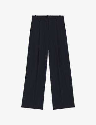 Striped Wide-Leg Mid-Rise Woven Trousers by HUGO BOSS