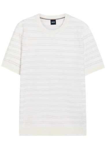 Striped fine-knit cotton-blend T-shirt by HUGO BOSS