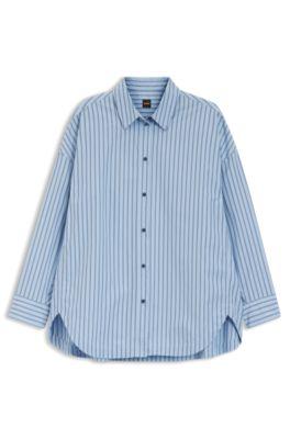 Striped oversized-fit blouse in cotton poplin by HUGO BOSS