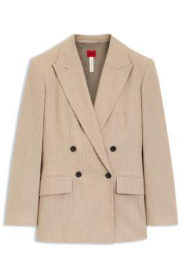 Striped regular-fit blazer in a cotton blend by HUGO BOSS