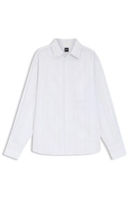 Striped relaxed-fit blouse in cotton canvas by HUGO BOSS