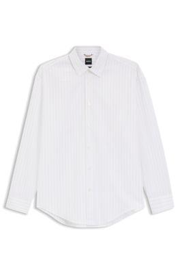 Striped relaxed-fit shirt in cotton poplin by HUGO BOSS