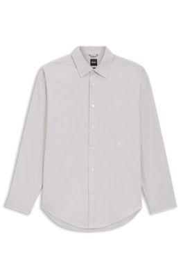 Striped relaxed-fit shirt in cotton poplin by HUGO BOSS