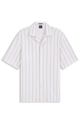Striped relaxed-fit shirt in stretch cotton by HUGO BOSS Striped relaxed-fit shirt in stretch cotton by HUGO BOSS