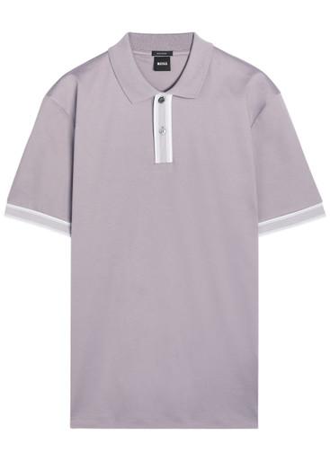 Striped-trim cotton polo shirt by HUGO BOSS