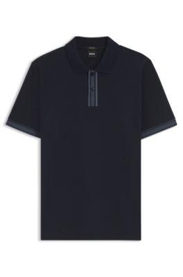 Striped-trim polo shirt in mercerised cotton by HUGO BOSS