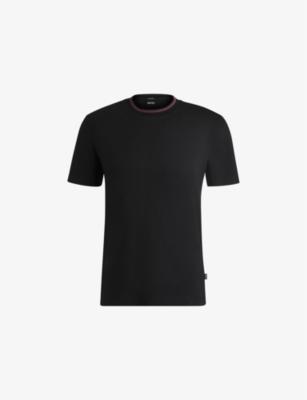 Striped-trim slim-fit cotton-jersey T-shirt by HUGO BOSS