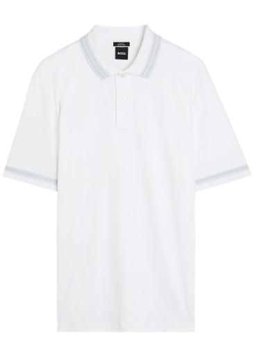 Striped trims cotton polo shirt by HUGO BOSS