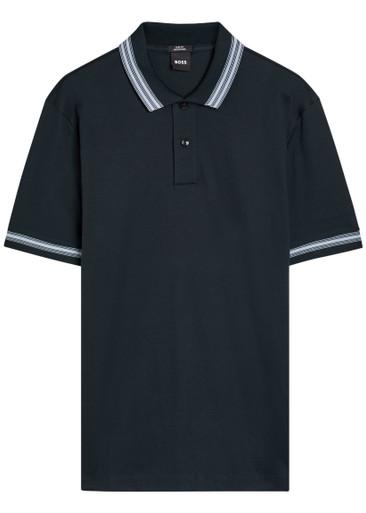 Striped trims cotton polo shirt by HUGO BOSS