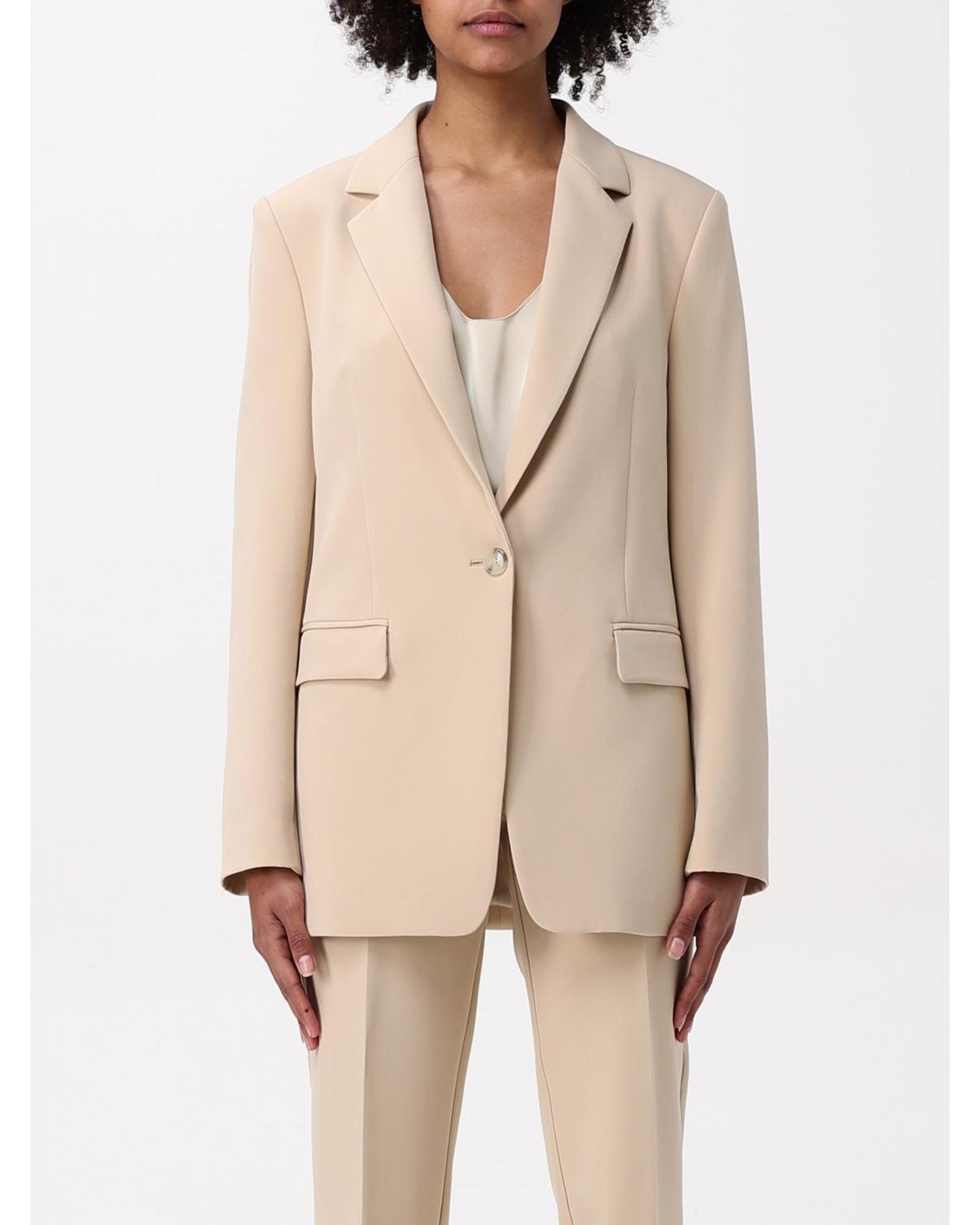 Structured Notch Lapel Blazer Wo - Beige Suits by HUGO BOSS