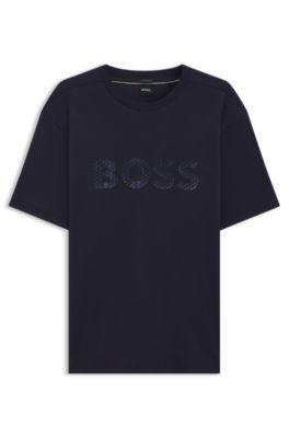 Structured-logo T-shirt in cotton jersey by HUGO BOSS