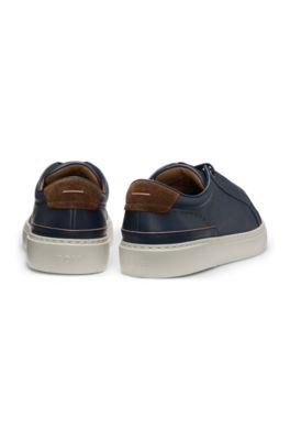 Suede-backtab trainers in leather by HUGO BOSS