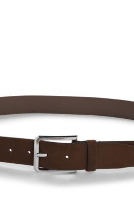 Suede belt with silver-tone buckle by HUGO BOSS
