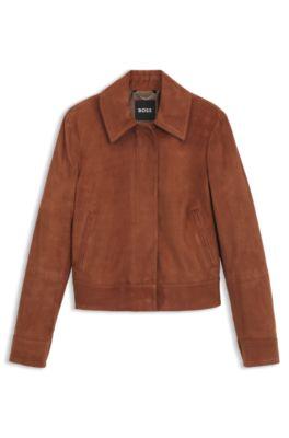 Suede jacket with covered zipper closure by HUGO BOSS