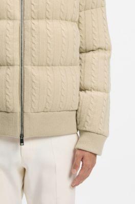 Suede-trim down jacket in wool and cashmere by HUGO BOSS