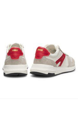 Suede-trim sneakers with logo details by HUGO BOSS