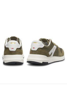 Suede-trim sneakers with logo details by HUGO BOSS