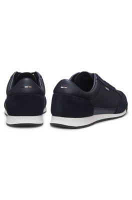 Suede-trim sneakers with ribbed sole by HUGO BOSS