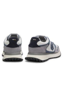 Suede-trim trainers with Double B monogram by HUGO BOSS