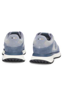 Suede-trim trainers with Double B monogram by HUGO BOSS