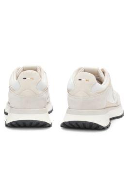 Suede-trim trainers with Double B monogram by HUGO BOSS