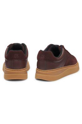 Suede-trim trainers with low profile by HUGO BOSS