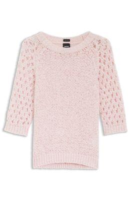 Sweater with open-knit sleeves by HUGO BOSS